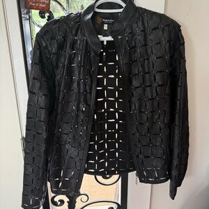 Genuine Leather Cut-Out Jacket – Statement Piece